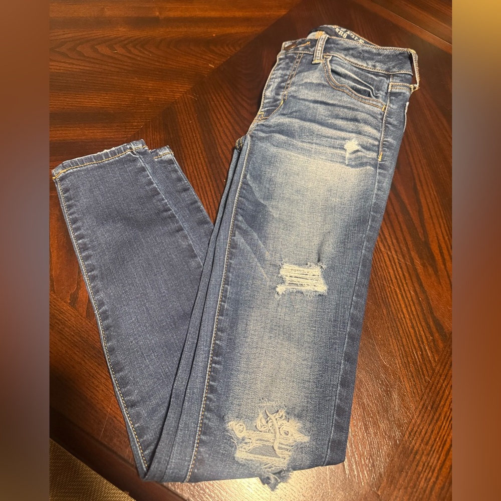 American Eagle Outfitters Ripped Blue Jeggings